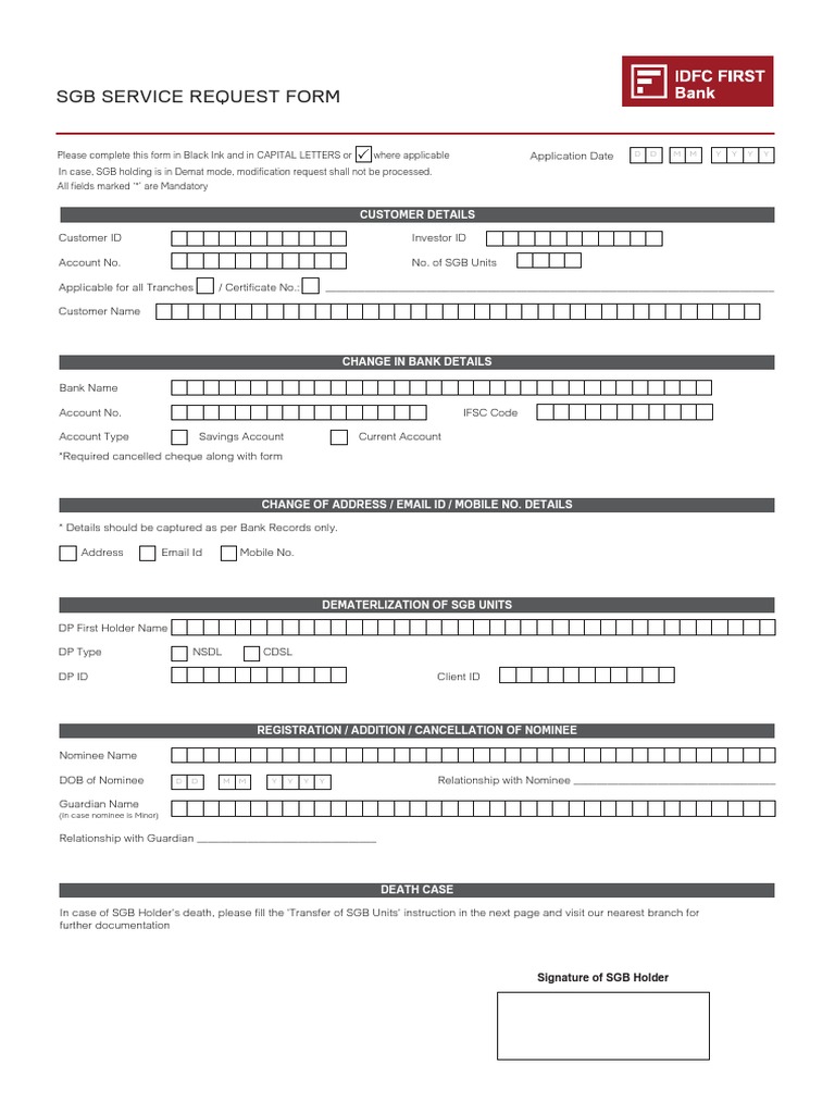 SGB Service Request Form Guide | PDF | Banking | Financial Services