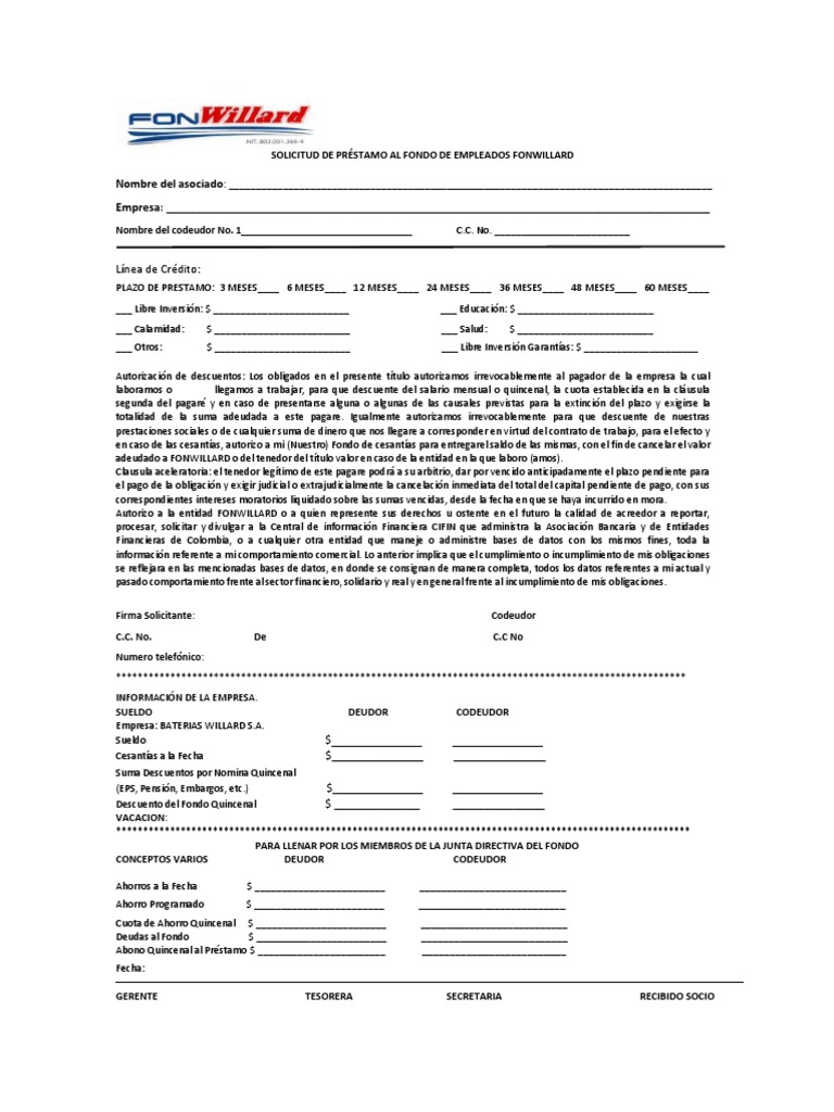 Formato Solicitud de Prestamo | PDF | Crédito | Finanzas y