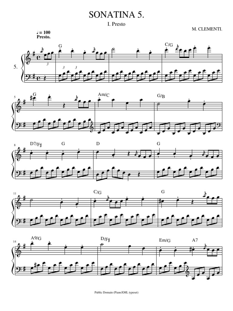 Clementi Six Sonatinas For Piano Op 36 No 5 | PDF | Classical Music ...