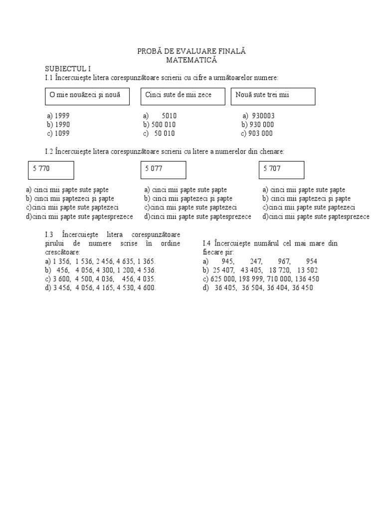 Test Final Mate Grila | PDF