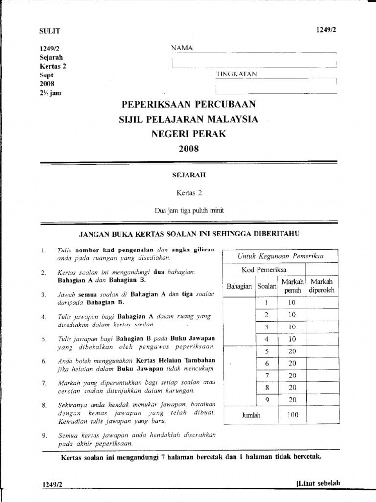 Trial Spm Perak Sejarah 2008 Pdf