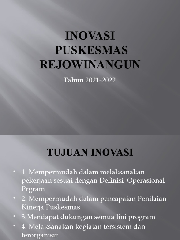 Inovasi TBC di Puskesmas Rejowinangun | PDF