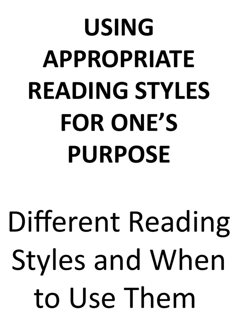 Using Appropriate Reading Styles For One's Purpose PDF Cognitive
