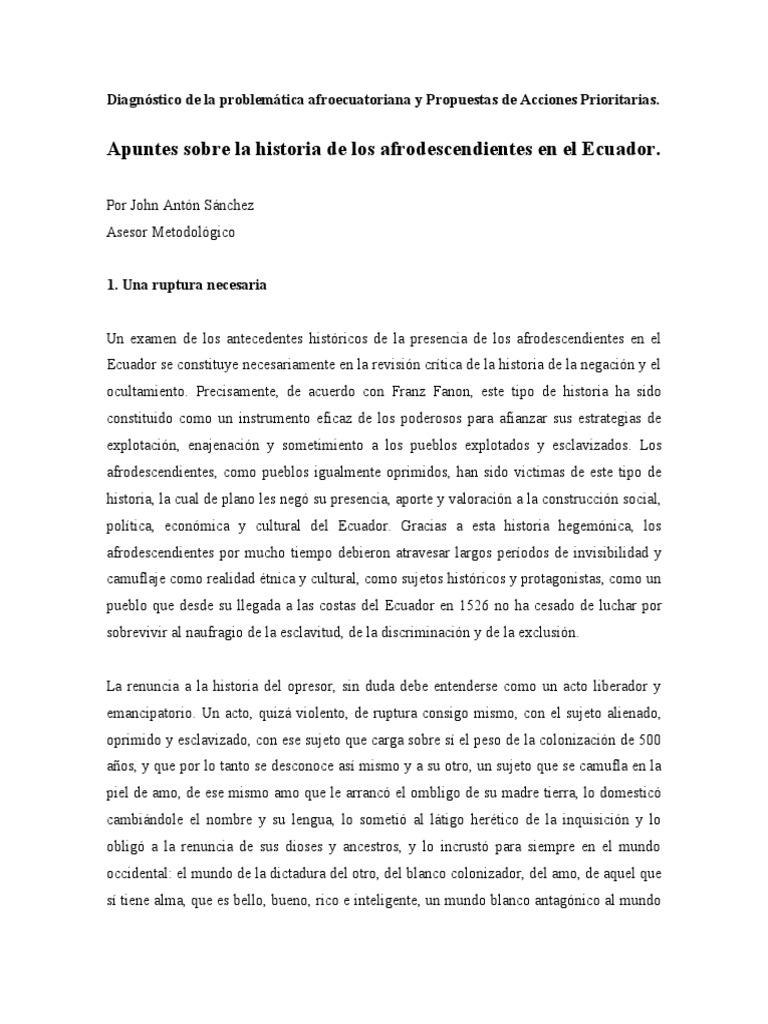 Historia de los Afroecuatorianos | PDF | Esclavitud