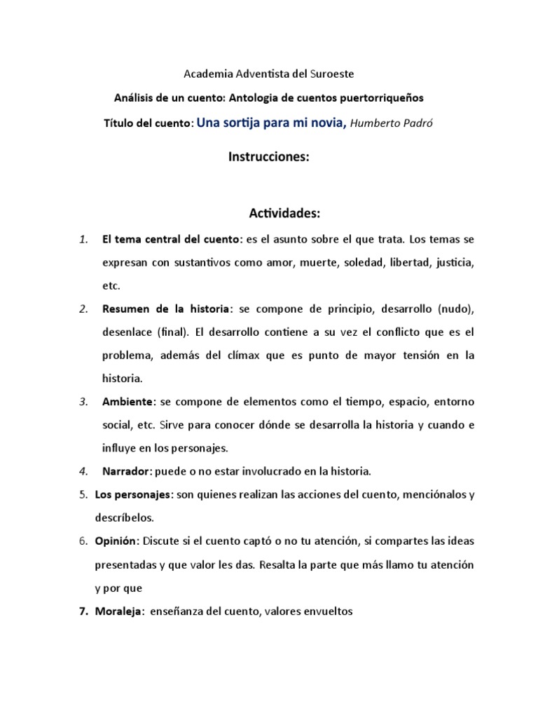 Análisis de "Una sortija para mi novia" | PDF | Ficción general