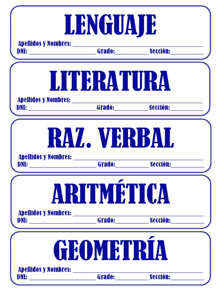 Rotulos Secundaria Cursos - SF | PDF | Science | Matemáticas
