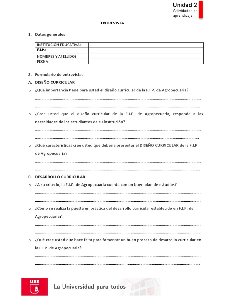 ENTREVISTA | PDF | Plan de estudios | Evaluación