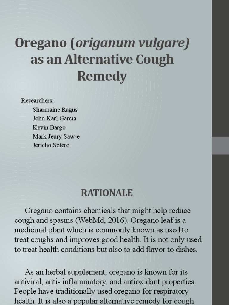 Oregano Research PDF Oregano Cough