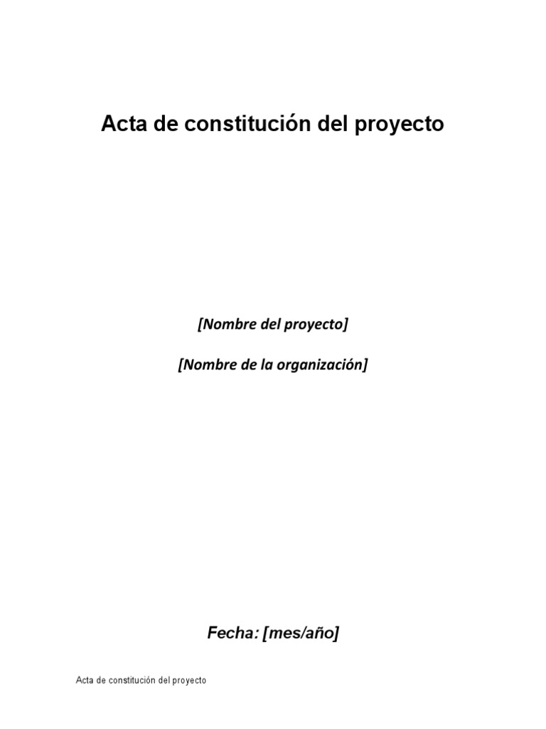 Plantilla de Acta de Constitución del Proyecto | PDF | Presupuesto ...