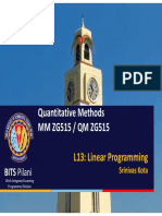 Quantitative Methods MM ZG515 / QM ZG515: L13: Linear Programming