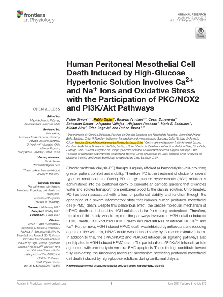 2017 Simon Tapia Human Peritoneal Mesothelial Cell Death Induced by ...