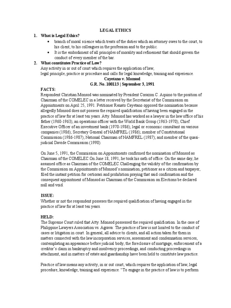 LEGAL ETHICS Case Digest PDF Lawyer Disbarment