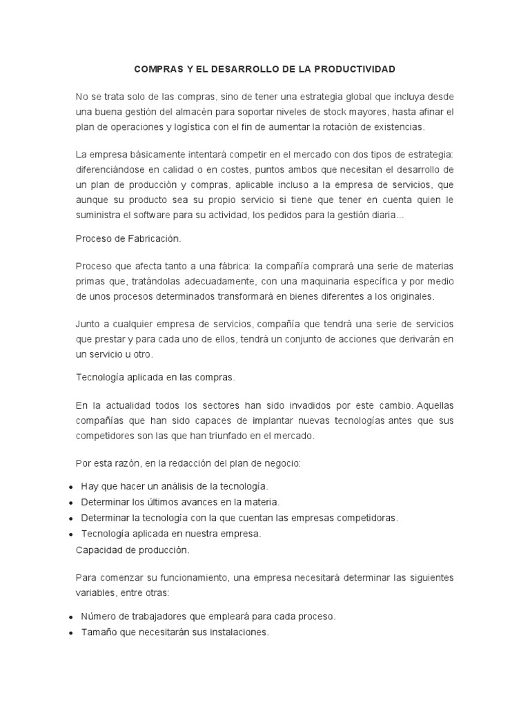 Estrategias de Compras y Productividad | PDF | Business | Calidad ...
