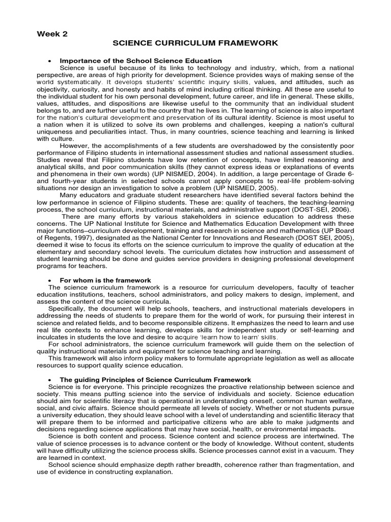Science Curriculum Framework Overview | PDF | Curriculum | Science