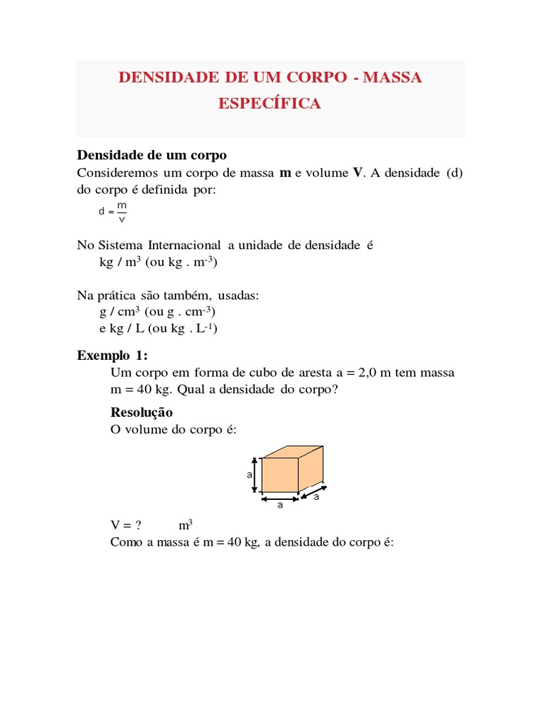 Densidade de Um Corpo | PDF