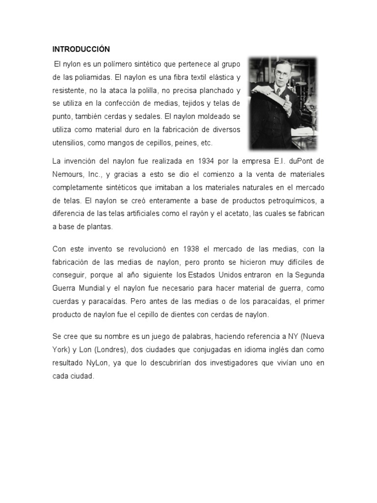 Nylon Escrito PDF Nylon Química