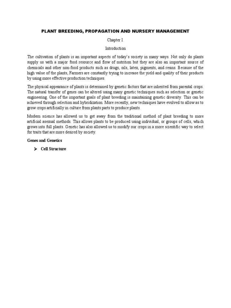 Plant Breeding and Nursery Management | PDF | Technology & Engineering
