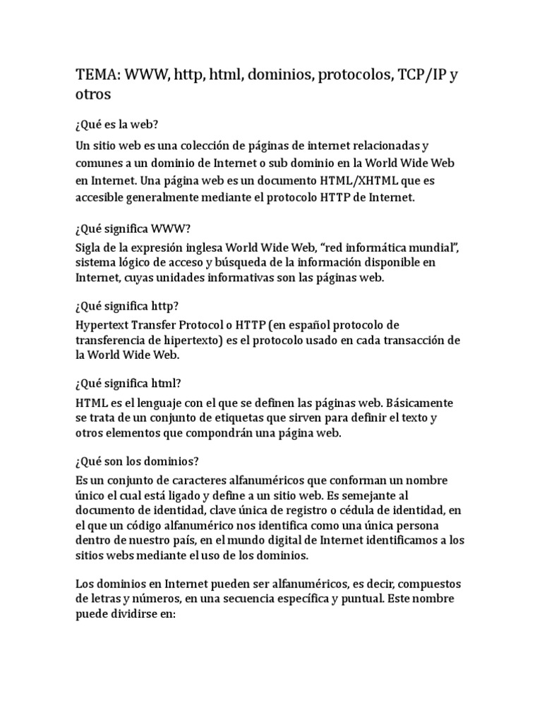 Protocolo y dominios en la web | PDF | Red mundial | Internet y web