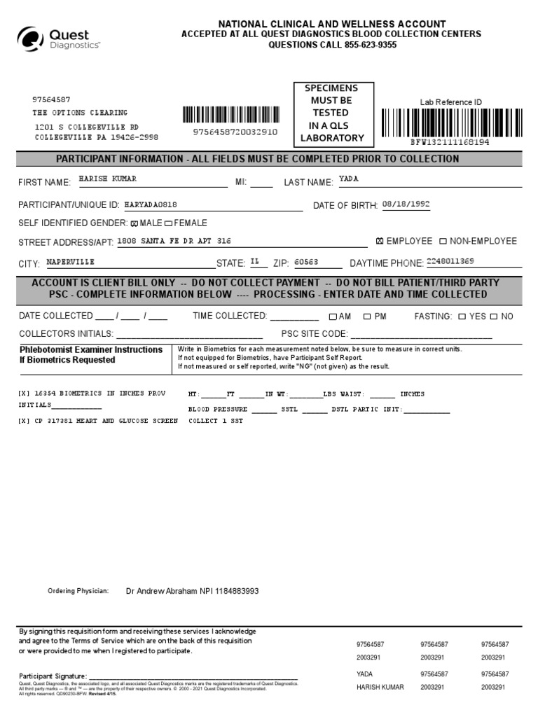 Order Requisition PDF Health Insurance Portability And