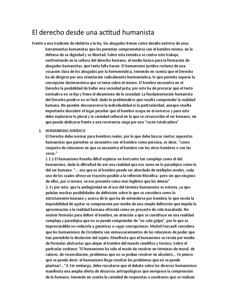 El Derecho Como Una Actitud Humanista | PDF | Derechos humanos | Libertad