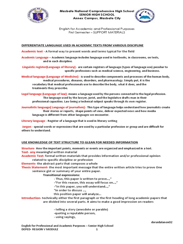Understanding Academic Language Usage | PDF | Abstract (Summary ...