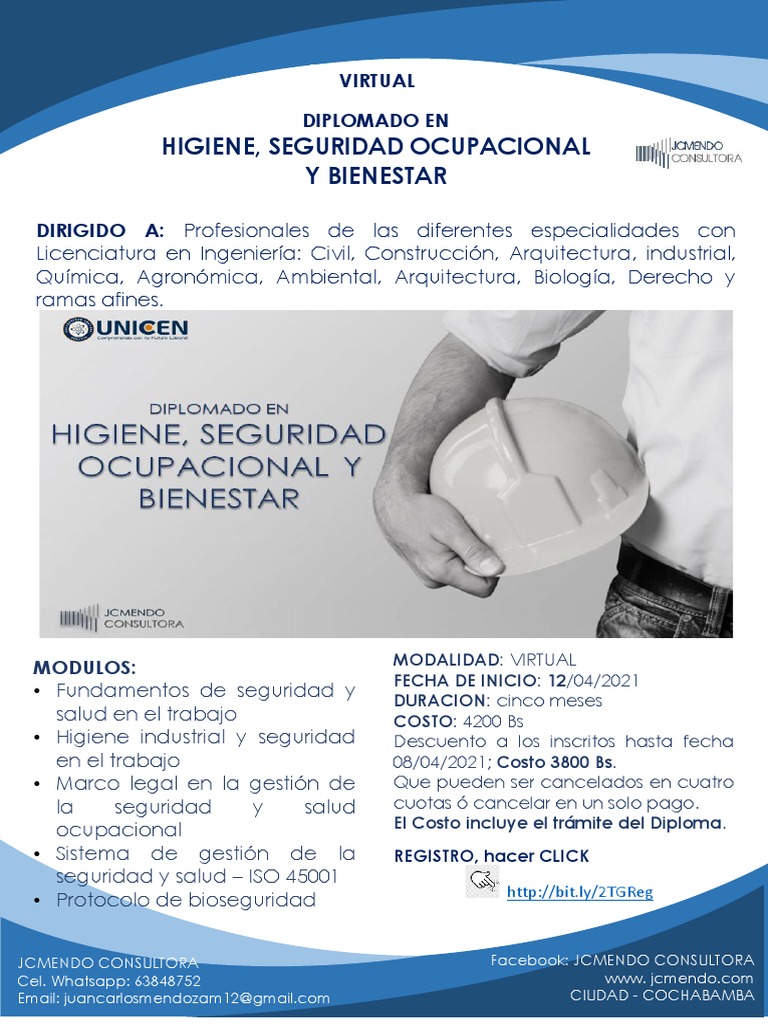 Diplomado en Seguridad y Salud Ocupacional | PDF | Higiene Ocupacional ...