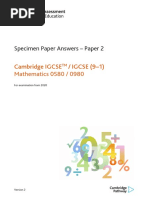 0580 Specimen Paper Answers Paper 2 (For Examination From 2020)