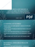 Theories and Models Applicable in Maternal and Child