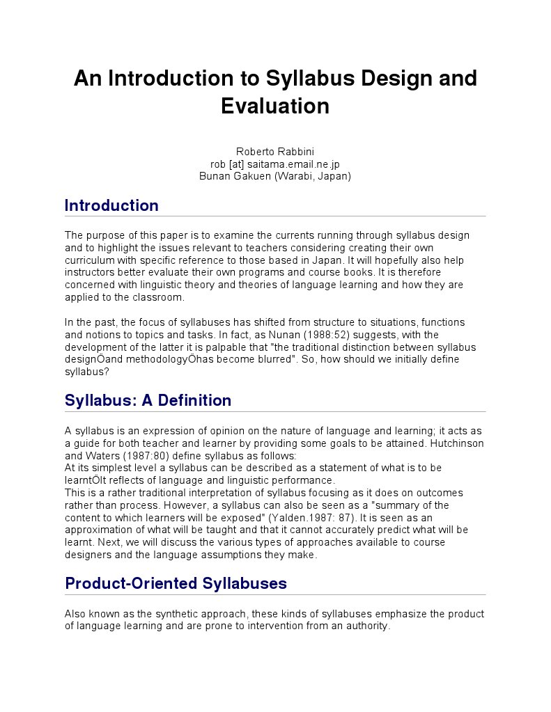 An Introduction To Syllabus Design and Evaluation | PDF