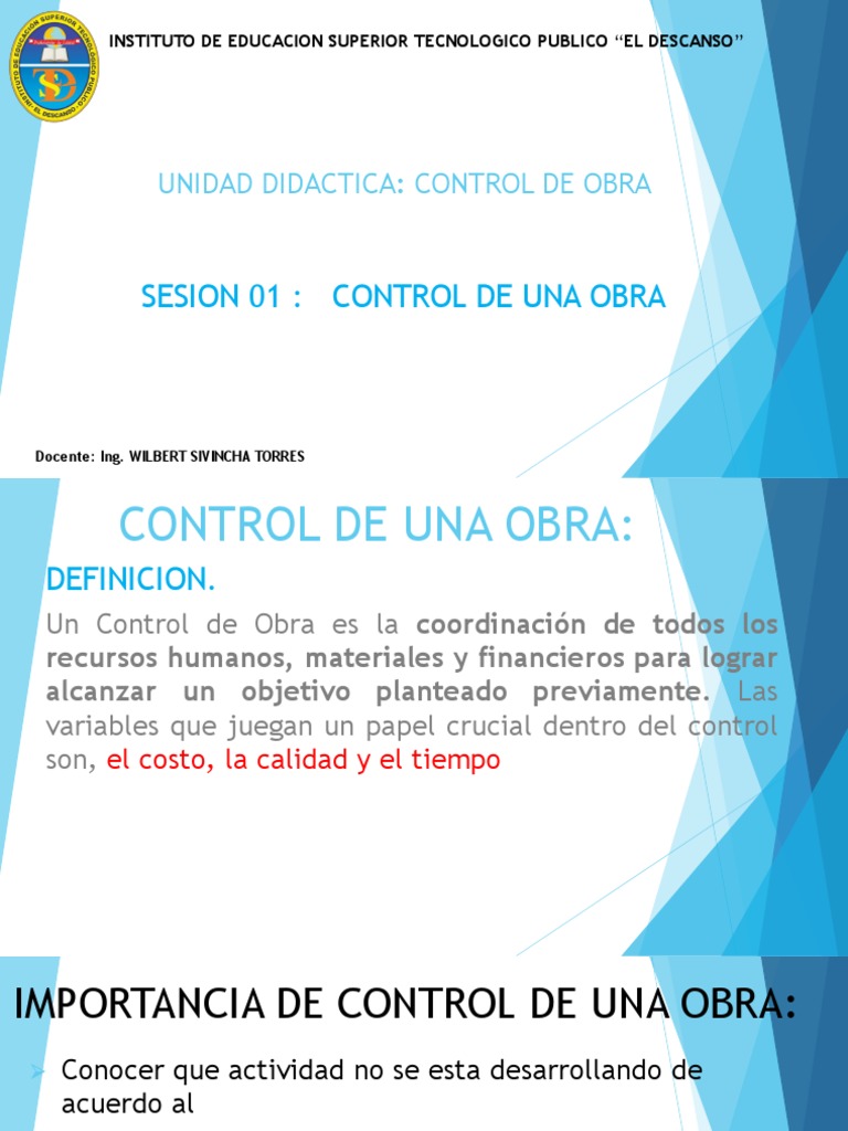 Control de Obra: Estrategias y Fases | PDF | Planificación | Economias