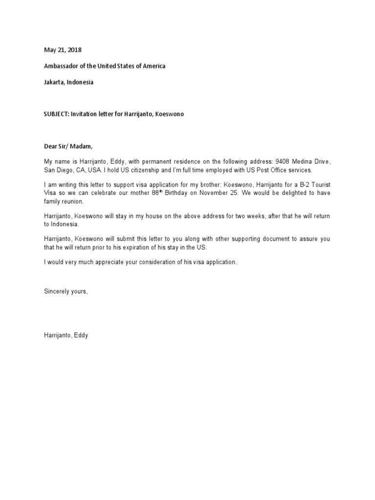 Invitation Letter PDF Travel Visa Global Politics