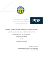 Factores Que Influyen en El Sentido de Pertenencia Hacia La Licenciatura en Psicología en Estudiantes de Nivel Intermedio en La Uacj Campus Icsa