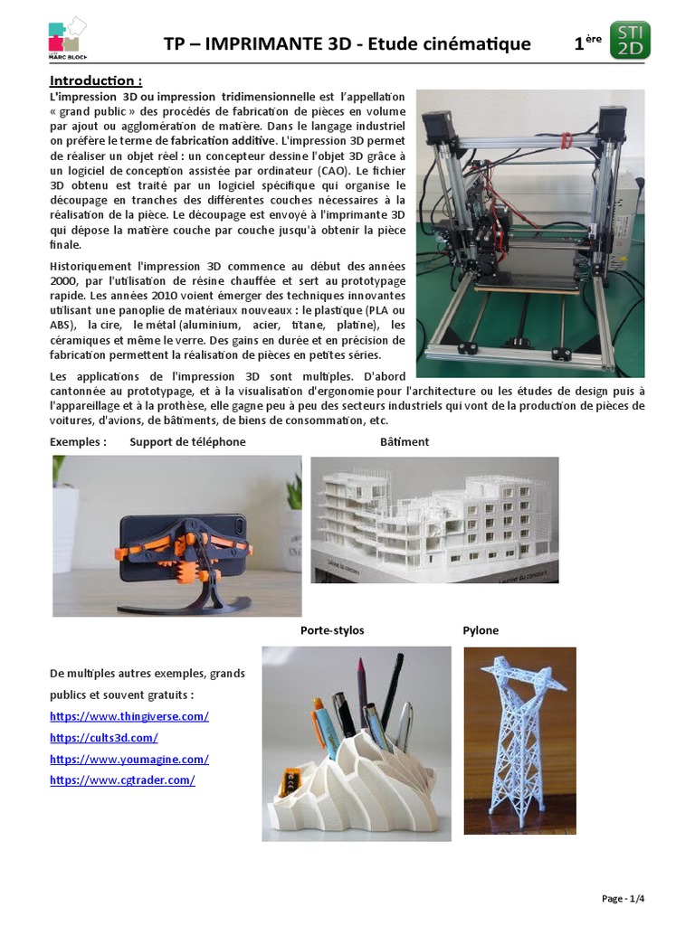 Schéma cinématique imprimante 3D PDF Impression 3D — free download