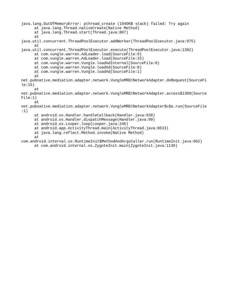 Java OutOfMemoryError: pthread_create Issue | PDF