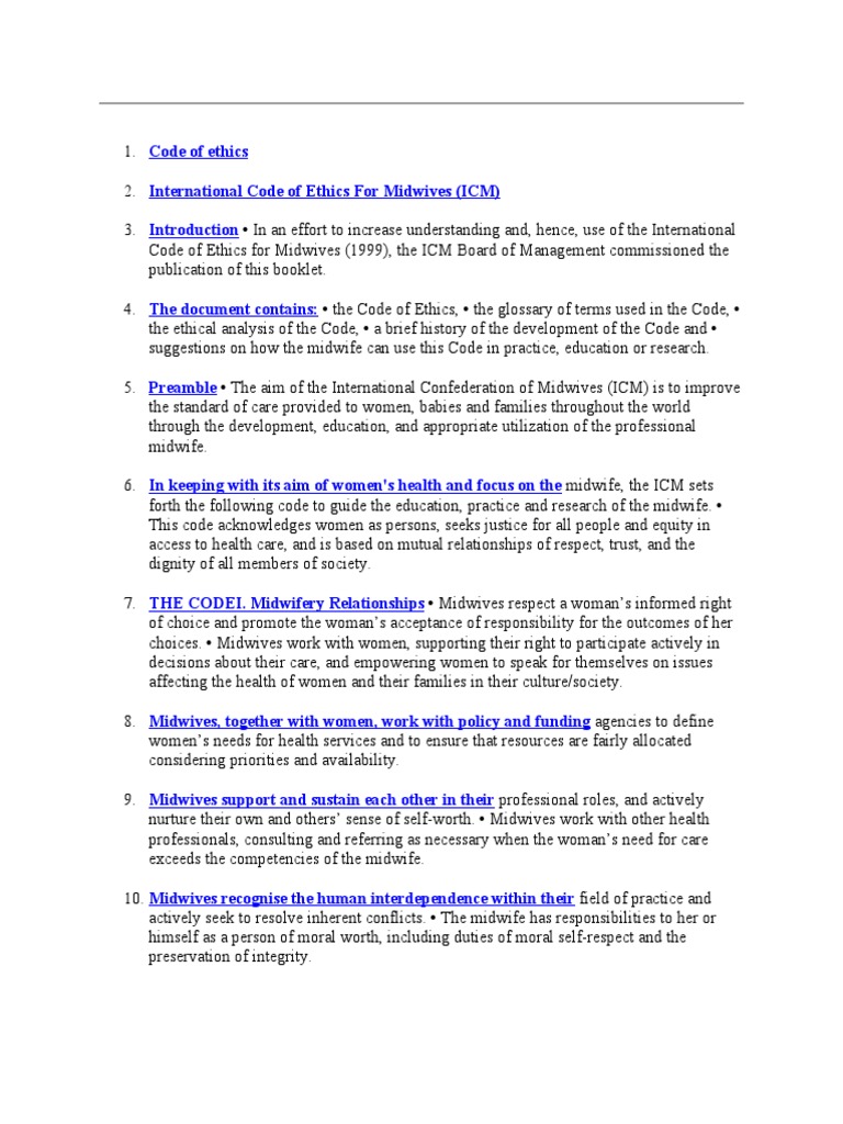 ICM Code of Ethics for Midwives 2021 | PDF | Midwife | Midwifery