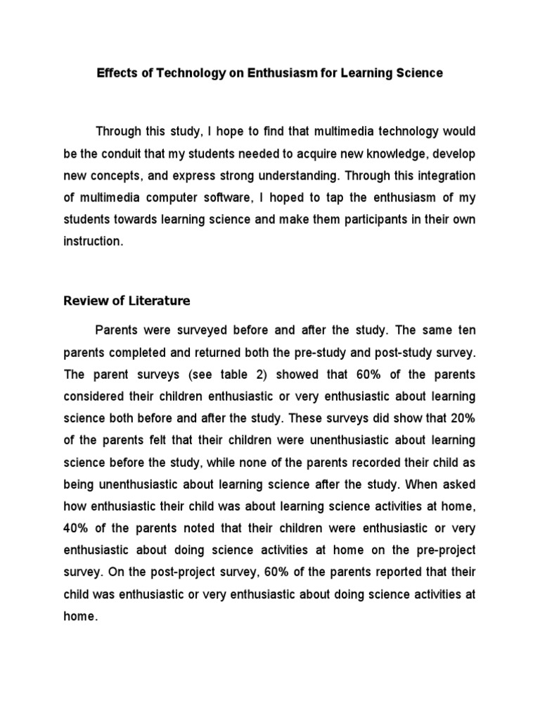 Effects of Technology On Enthusiasm For Learning Science | PDF ...