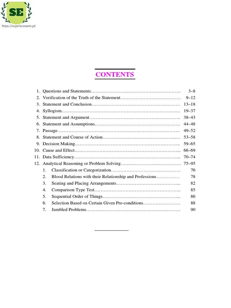 GSA Logical Reasoning Analytical Ability PDF Reason