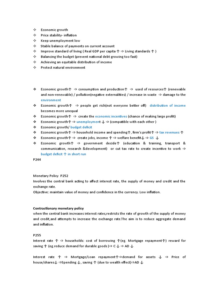 U2 Revision Notes AQA Economics | PDF | Inflation | Interest Rates