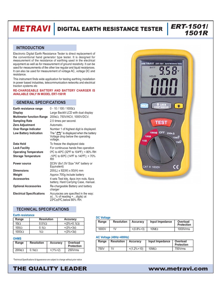 Metravi ERT 1501 PDF Electric Power Quantity