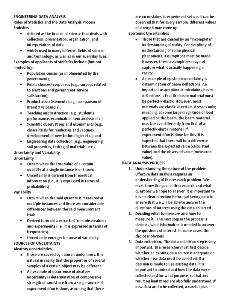 Engineering Data Analysis | PDF | Experiment | Sampling (Statistics)