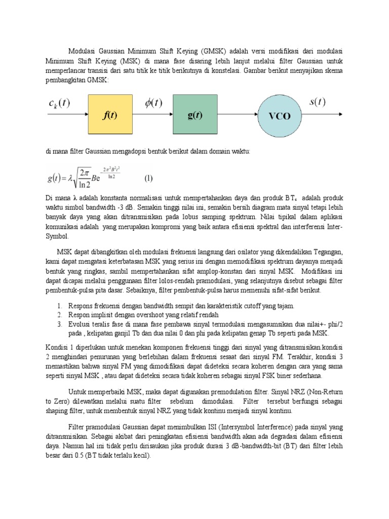 GMSK: Modifikasi MSK dengan Filter Gaussian | PDF