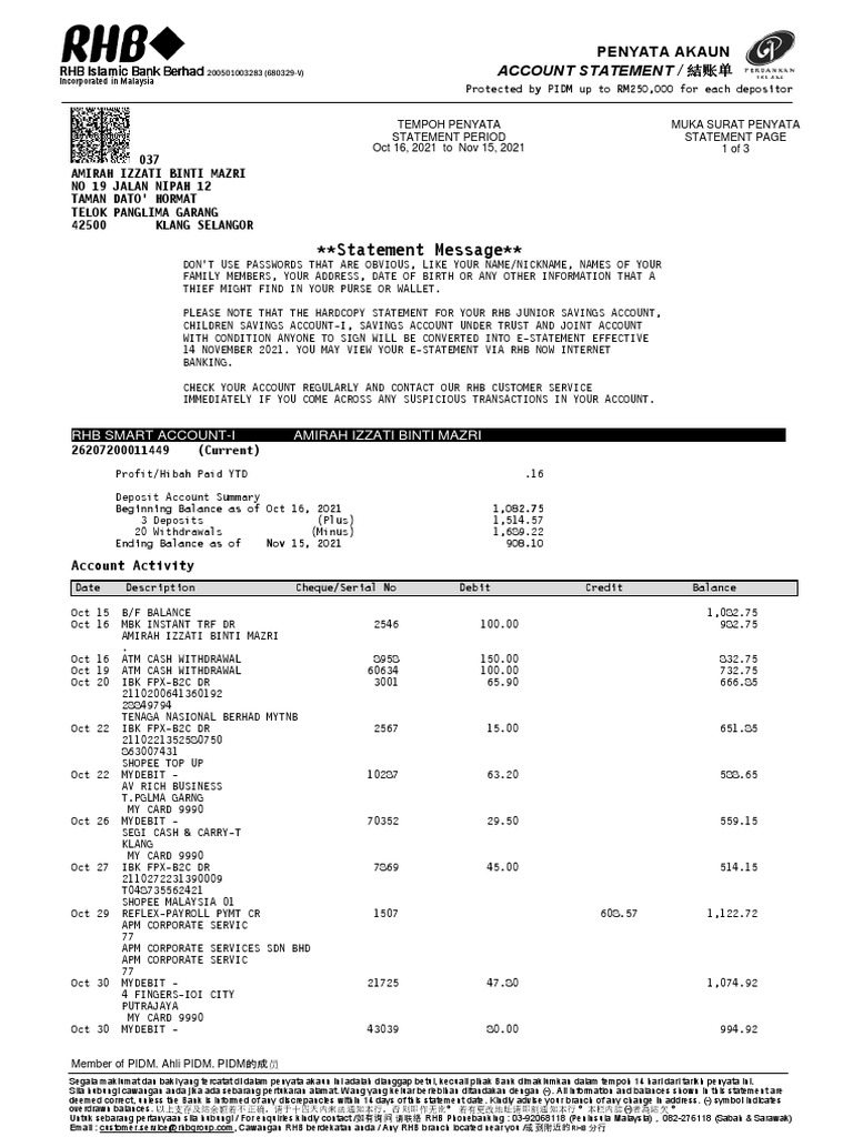 Statement | PDF | Deposit Account | Banks
