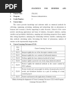 SYLLABUS Statistics For Business and Economics