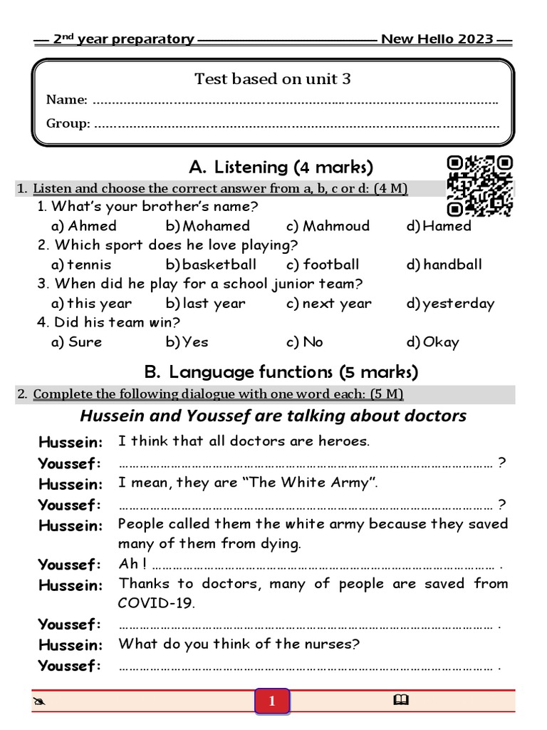 New Hello Prep 2 Test Materials | PDF