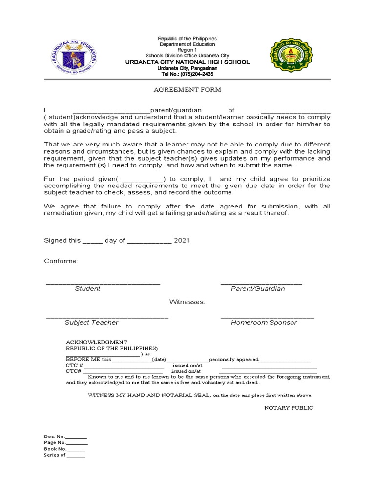 Agreement Form PDF