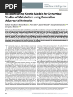 Reconstructing Kinetic Models For Dynamical Studies of Metabolism Using Generative Adversarial Networks