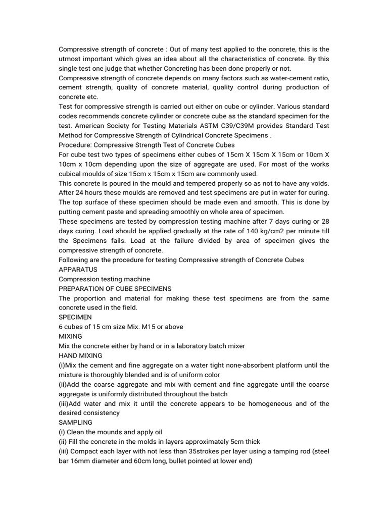 Cube Compressive Strenght Test | PDF