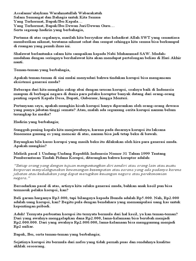 Pidato Anti Korupsi PDF