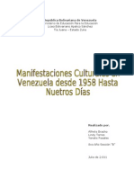 Manifestaciones Culturales en Venezuela Desde 1958 Hasta Nuestros Días
