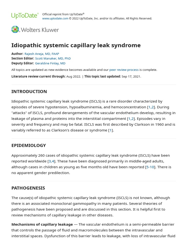 capillary leak syndrome icd 10
